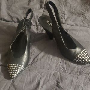Michael Kors Black Studded Pointed Slingback Heels